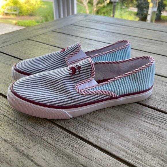 Brooks Brothers  Sperry Striped Slip On Shoes with Logo Mens 8 Womens 95 - Picture 2 of 6